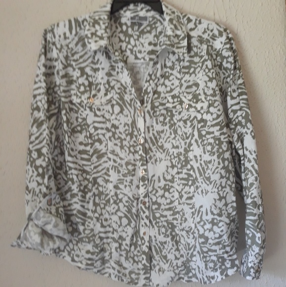 JM COLLECTION WOMENS shirt SIZE 16 100% LINEN - Picture 1 of 8